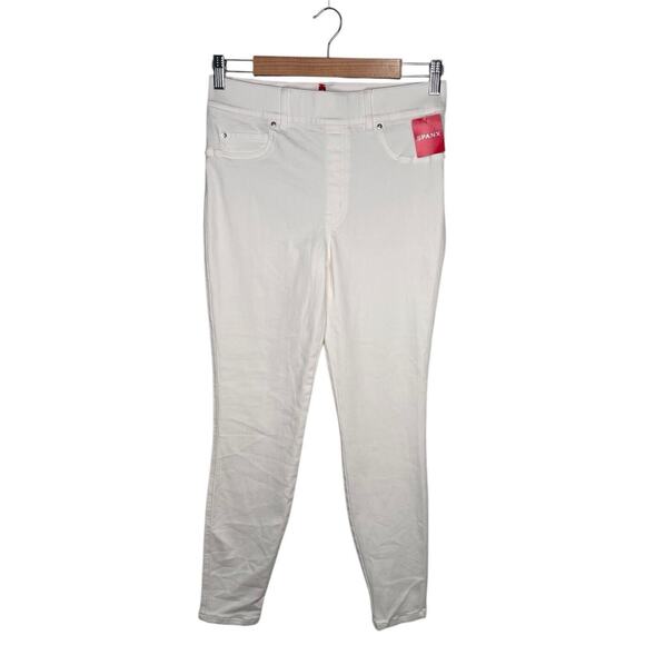 New Spanx Jeggings Womens Medium White Ankle Skinny Stretch Cropped Jeans Pants - Picture 1 of 16